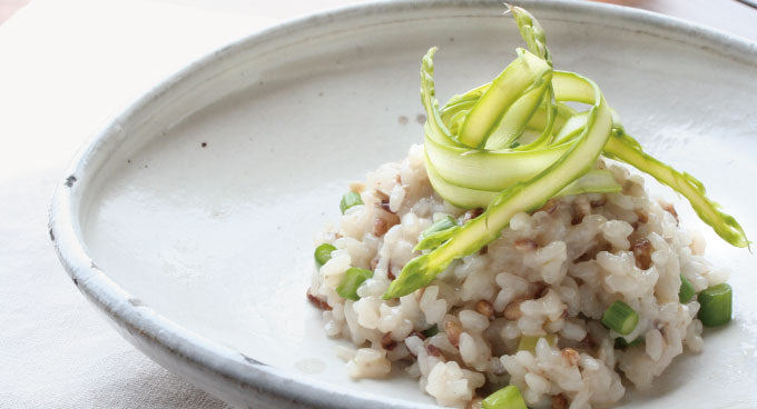 もち麦レシピ~もち麦アスパラリゾット~